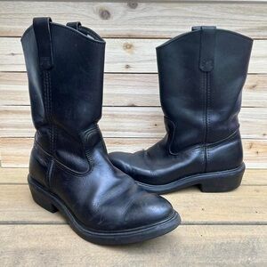 Black Leather Red Wing Peco Boots Mid-Calf Western Style Boots Work Boots